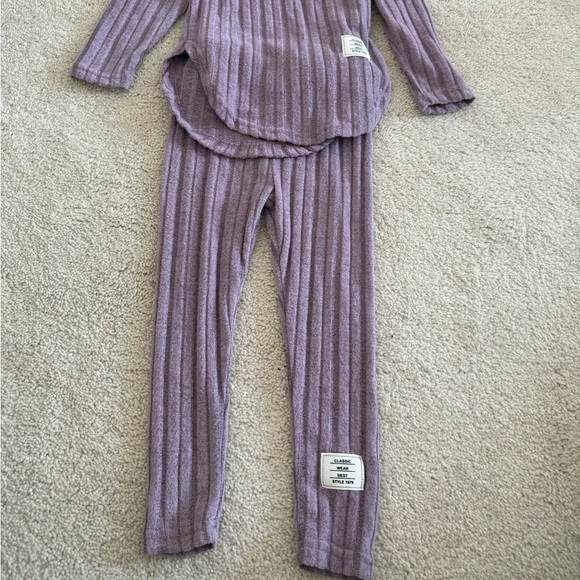 Kids Ribbed Lavender Matching Set - Picture 2 of 8